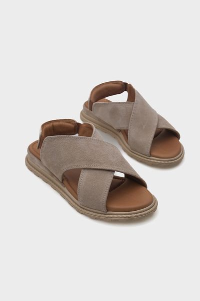 Capone Outfitters Elvira Cross-Strapped Velcro Leather Women's Sandals