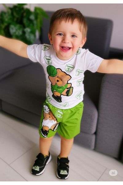 Store Basketball Bear Boys Summer Short Sleeve Set