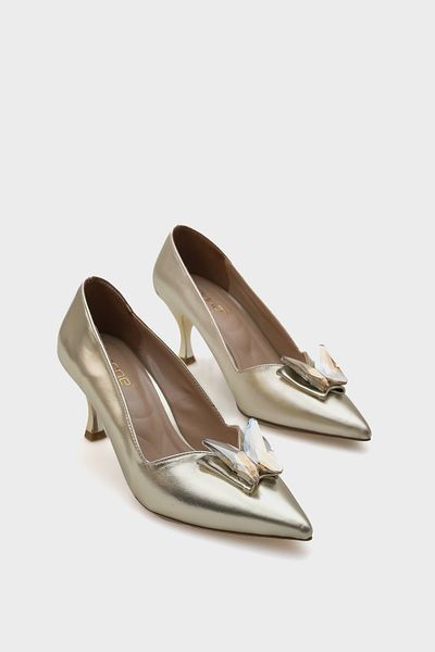 Capone Outfitters Hillary Mid Heeled Pointed Toe Butterfly Women's Shoes