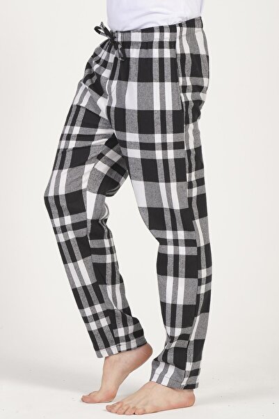 DOFİ Erkek Ekoseli Flanel Spor Pijama Altı Rahat Kesim