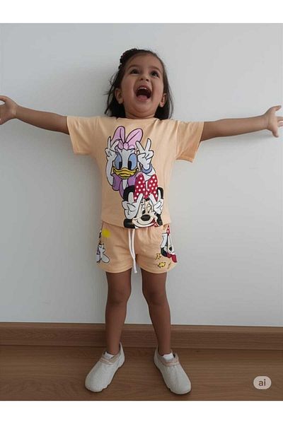 Store Minni and Daisy Girl's Summer Set Top-Bottom Set T-Shirt Shorts Beach