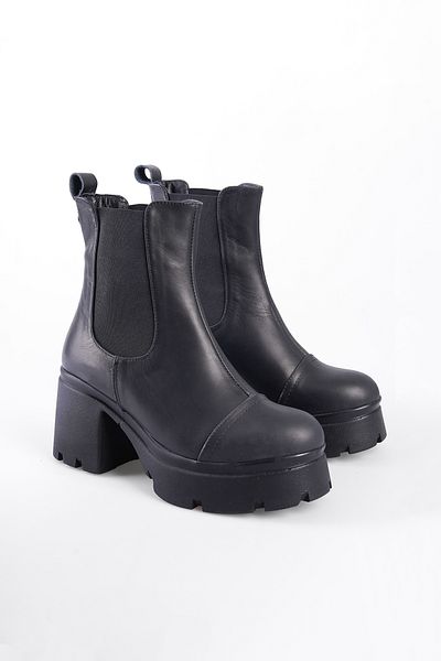 Capone Outfitters Ghete de damă din piele elastică laterală cu talpă înaltă