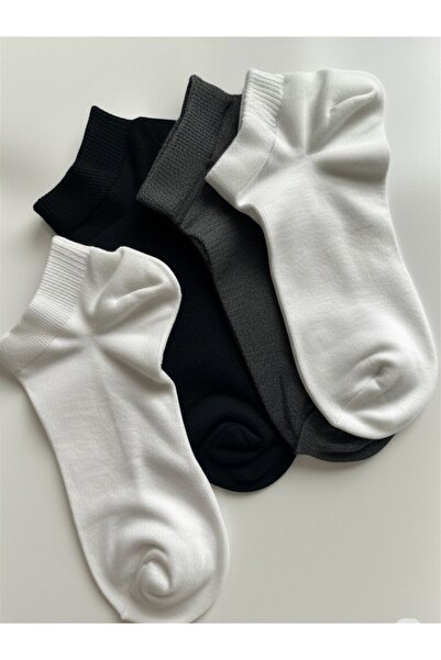 KANERUZ Black White and Gray Color Premium Bamboo Seamless Booties Socks 3-Piece
