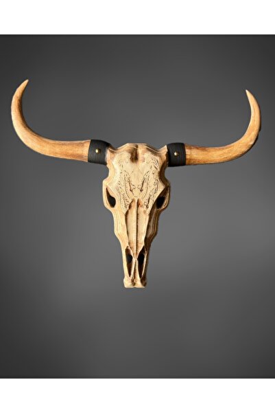 Store Kurucu Ruh T115 El Yapımı Ahşap Bufalo Kuru Kafa Duvar Büstü | Rustik ve Bohem Dekoratif Heykel