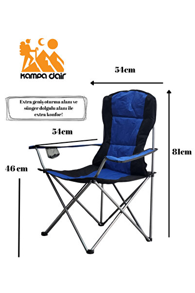 SHADOW Xxl Büyük Siyah Kamp Sandalyesi