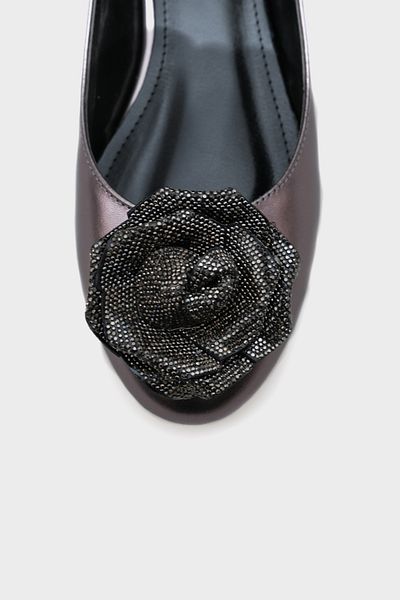 Capone Outfitters Round Toe Stoned Floral Women's Ballerinas