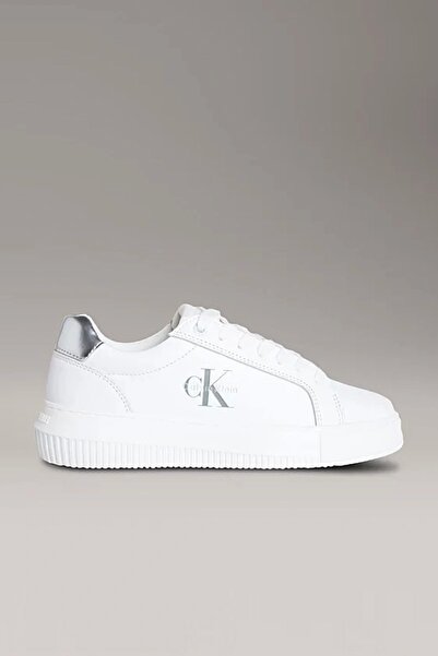 Calvin Klein Jeans Calvin Klein Kadın Gümüş Rengi Deri Kalın Tabanlı Beyaz Sn...