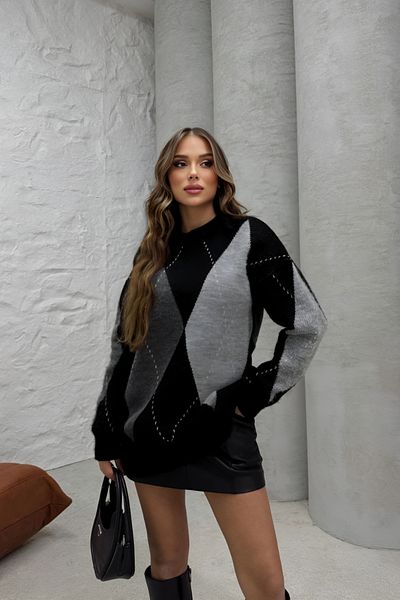 İLKCET MODA Pulover de damă oversize color block