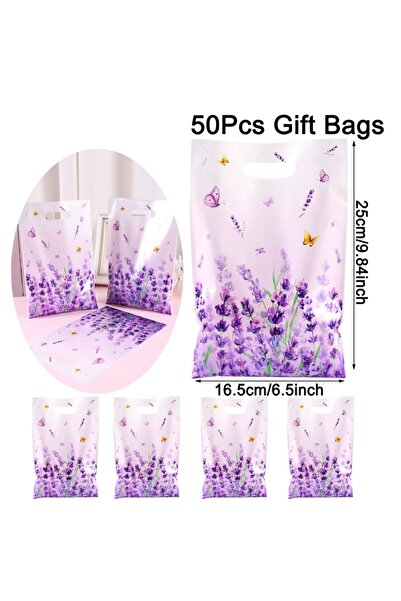 Choice as picture 50pcs 10/20/50pcs Purple Lavender Candy Gift Bags Floral Butterfly Tote Bags for Wedding