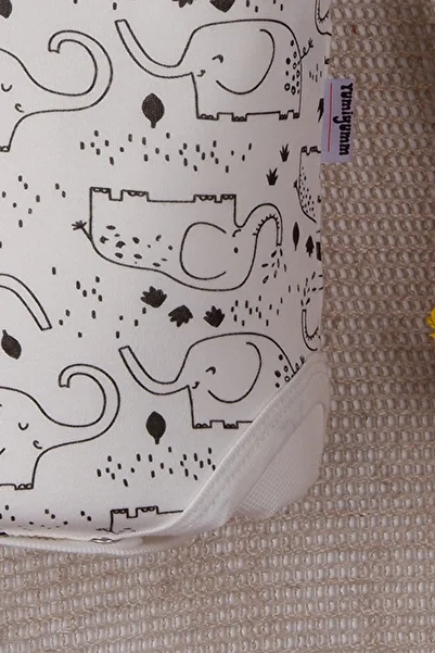 LilJoy Elephant Patterned Cotton Baby Snap Body Sleeveless – Cream