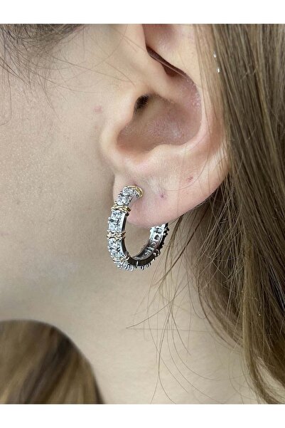 Neon Takı by Atalay Zircon Stone, Xo Model, Stainless Steel Earrings 558, Cas...