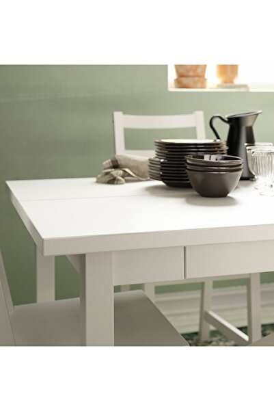 IKEA açılır yemek masası, beyaz, 4-6 kişilik, açılabilir, 152/223x95 cm