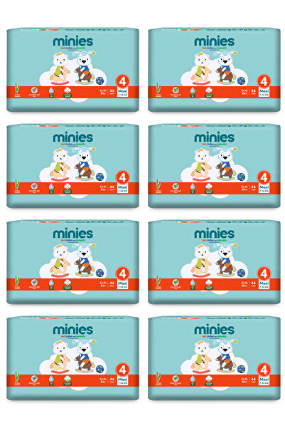 Minies 4 Numara 44x8=352 Adet Bebek Bezi 7-18 kg 8li Paket