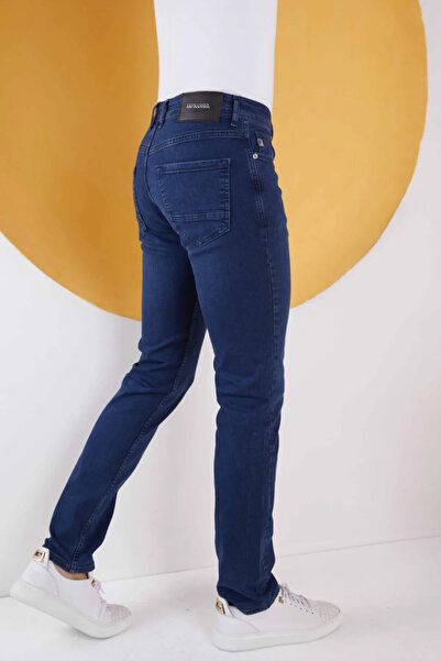 wanted Férfi sötétkék egyenes klasszikus, laza szabású, szabályos szabású Lycra farmer farmer