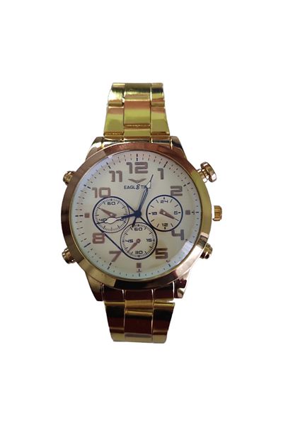 OEM Ceas barbatesc elegant, curea metalica aurie, mecanism quartz, display analog
