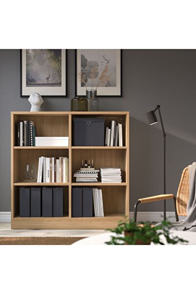 IKEA açık kitaplık, meşe kaplama, 121x37x120 cm