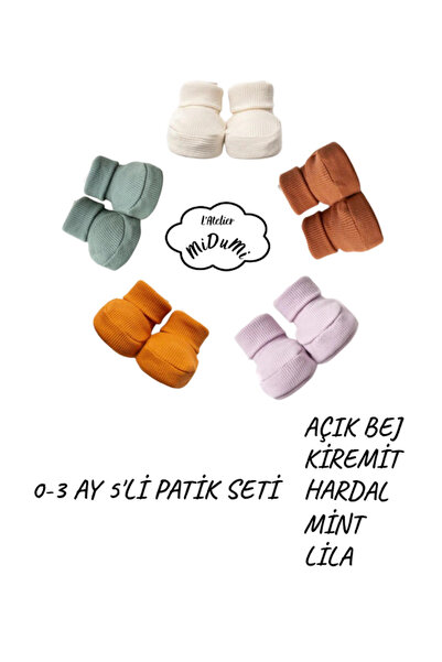 Latelier Midumi Corded Flexible Baby Booties Set of 5 (Waterproof Zippered Or...