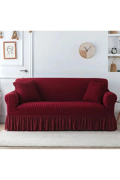 uygarhome Husa de canapea elastica Bürümcük Husa de canapea din Lycra Single 3 locuri/ Husa de canapea Rosie Claret