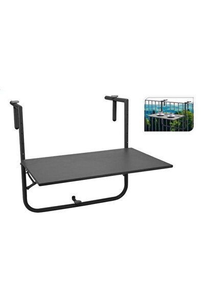 Via Gardenia Askılı Mat Siyah Balkon Masası 60x43 Cm