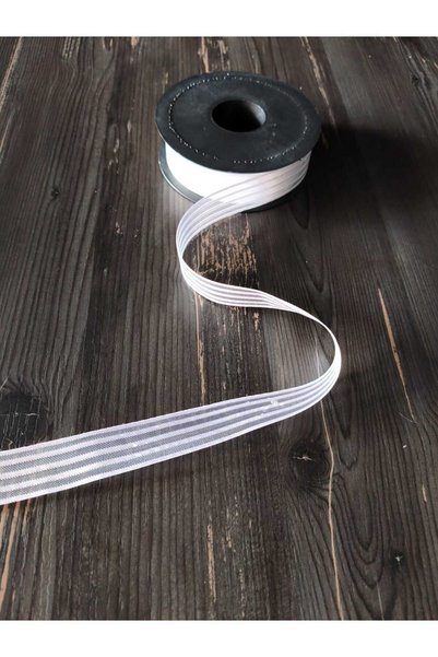 ÇINARASYADAHOME White 5 Stripes Chiffon Ribbon 2.5 cm X 5 Meters for Gift Package, Bouquet, Wedding and Decoration