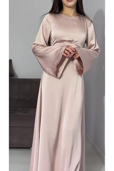 Asya Karen Βραδινό φόρεμα με λεπτομέρεια πίσω δεμένης περιτύλιξης μπεζ