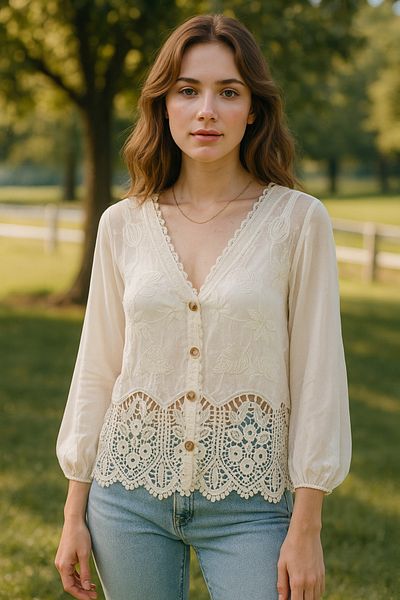 BLUE DAY'S Women's Bohemian Embroidery Cardigan
