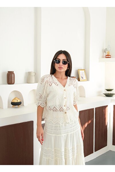 BLUE DAY'S Women's Guipure Short Coat Bohemian Hirakam