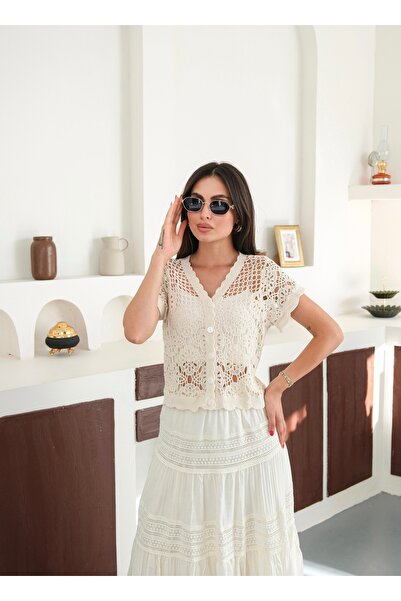 BLUE DAY'S Women's Retro Cardigan Corse Fabric