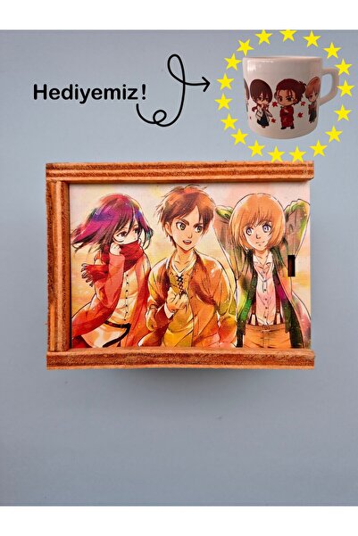ganbarou art studio Attack on titan Anime baskılı çok amaçlı el yapımı ahşap ...