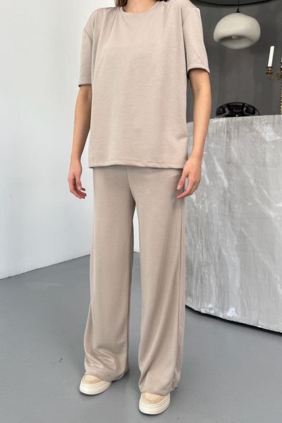Mogi Butik Women's Modal Fabric Short Sleeve Tracksuit Set 3081