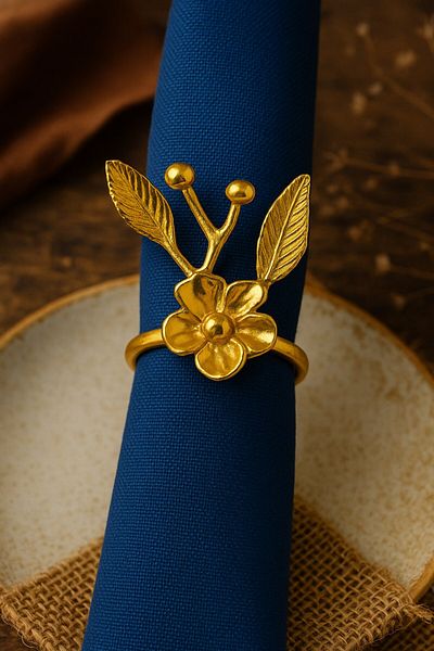 Emtory Home 6 Pieces Gold Japanese Rose Modern Metal Napkin Ring