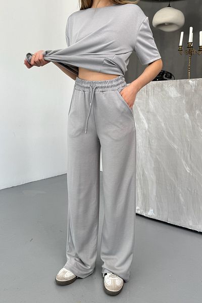 Mogi Butik Women's Modal Fabric Short Sleeve Tracksuit Set 3081