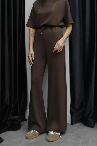 Mogi Butik Women's Modal Fabric Short Sleeve Tracksuit Set 3081