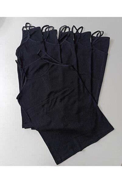 Tan Yıldız Tny Camisole Ribbed Undershirt 6 Pcs Black