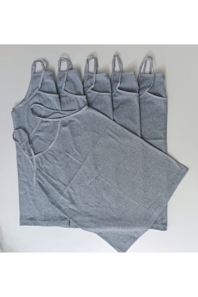 Tan Yıldız Tny Camisole Ribbed Undershirt 6 Pcs Gray