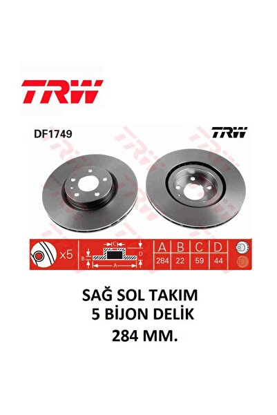 TRW ÖN FREN DİSKİ DOBLO 3 PRATİCO 10+ EGEA COMBO 12+ ALFA 147 156 164 GT SPİD...