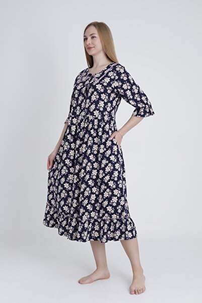 ROMEO LİFE Γυναικείο βαμβακερό ύφασμα με κουμπιά με λεπτομέρεια κομψό φόρεμα 7909