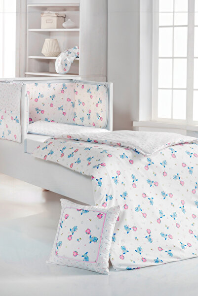 SYDNEY Baby 7-Piece Sleeping Set 100% Cotton 100X150Cm Pink Flying Baloon Duv...