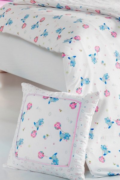 SYDNEY Baby 5-Piece Sleeping Set 100% Cotton 100X135Cm Pink Flying Baloon Duvet Cover Set 70X140 Elastic Sheet