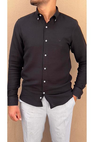 Fitmens Slim Fit Long Sleeve Muslin Cotton Comfortable Breathable Fabric with Collar Buttoned Bottom Gift Boxed Men's