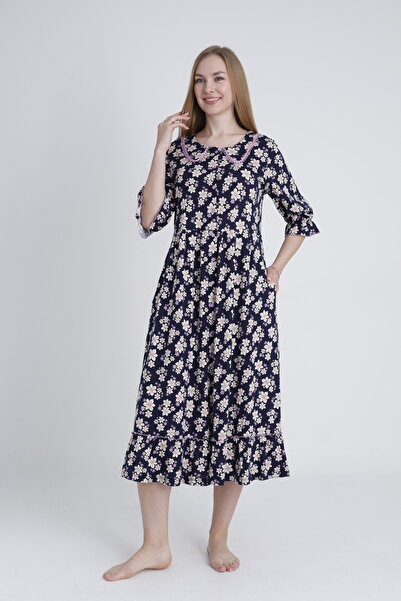 ROMEO LİFE Γυναικείο βαμβακερό ύφασμα με κουμπιά με λεπτομέρεια κομψό φόρεμα 7909