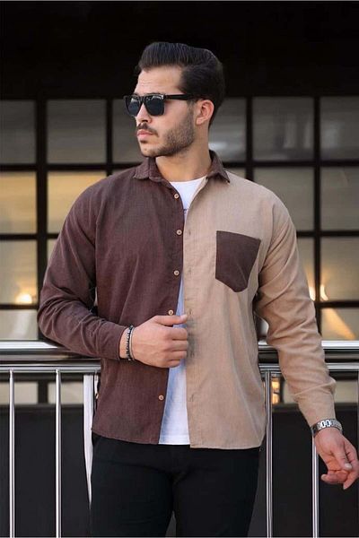 Valiberta Corduroy Shirt - Contrast Double Color, Brown