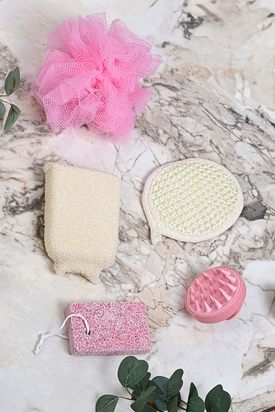 new tweet ليفة استحمام، ليفة استحمام، ليفة استحمام، حجر كعب (مجموعة دش، حجر البونزا ومشط التدليك)