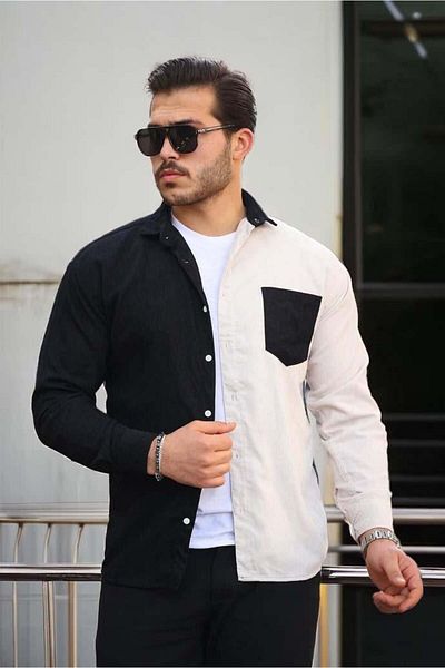 Valiberta Corduroy Shirt - Contrast Double Color, Stone