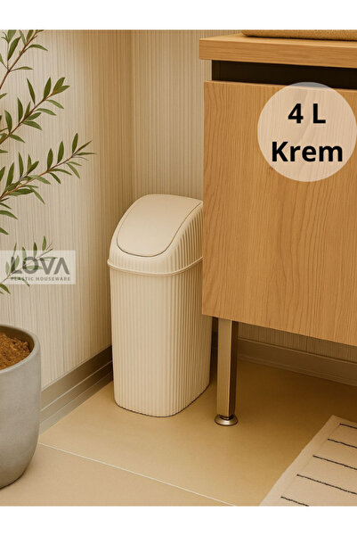 Lova 4 Lt Deco Slim Mutfak,banyo,tezgahüstü Çöp Kovası (KREM)