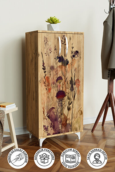 Hediyeler Kapında Floral 3 Raflı Çok Amaçlı Dolap Mutfak Salon Banyo Ofis Sal...