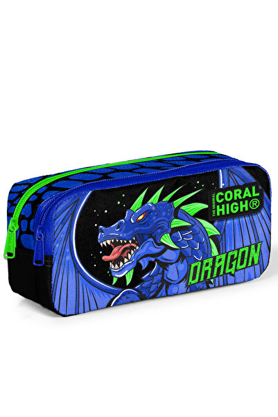 Coral High حقيبة أقلام رصاص منقوشة باللون الأسود للأطفال مكونة من جزأين 12057