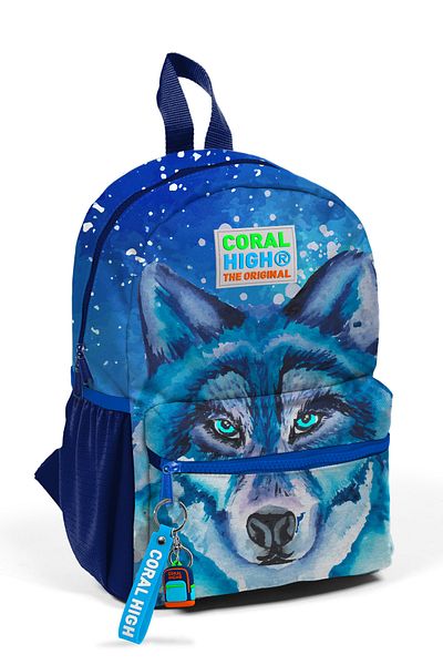 Coral High Σακίδιο πλάτης Little Nest Navy Blue Wolf με μοτίβο δύο θέσεων 23543