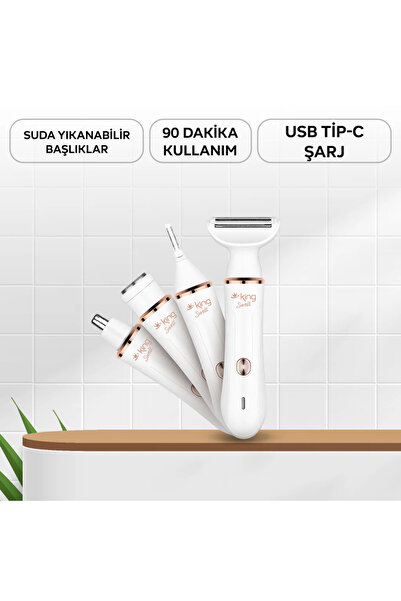 King Swelt K1111 Epilatör 4in1 Epilasyon Cihazı- Kaş Burun Tüm Vücut Seti Kişisel Bakım Seti