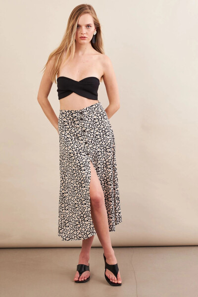 Cool & Sexy Жіноча екрю-чорна спідниця з ґудзиками SH60